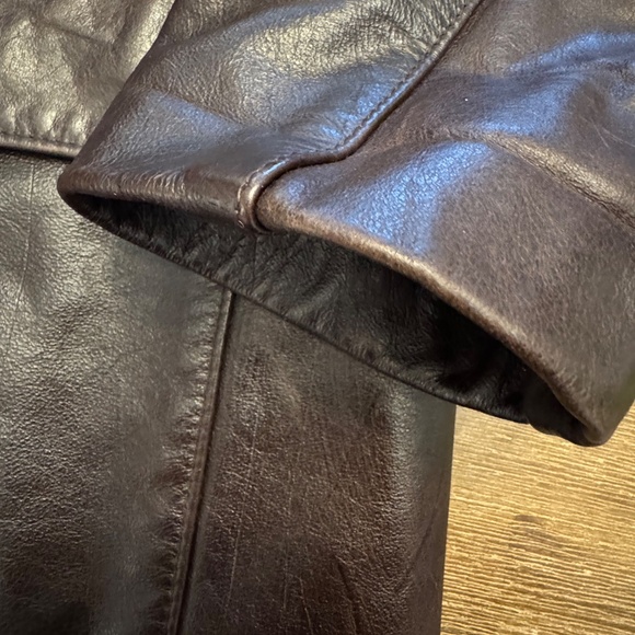Bovines Original Leather Barn Jacket Coat Sheepskin Collar Removable Brown M - Picture 13 of 16